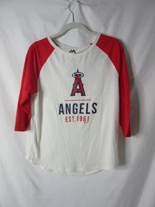 MLB Angels Baseball Raglan Sleeve Jersey White Red Los Angeles Size Medium NWT - Picture 1 of 11