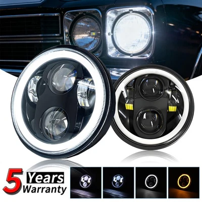 For BMW 535i 1985-1988 5-3/4 5.75" inch LED Headlights Hi/Lo Beam DRL — 第 1/4 张图片