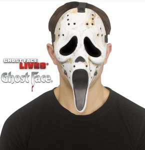 Ghost Face Hockey Mask Distressed Fun World Official Halloween Fancy Dress Mask - Picture 1 of 1