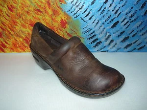 BORN Boc Concept Peggy Brown Tumbled Leather Clogs Shoes Womens Size 8/39 - Picture 1 of 8