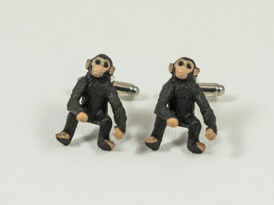 Abotoaduras de chimpanzé--natureza animal africano safári zoológico vida selvagem novidade chimpanzé - Imagem 1 de 1