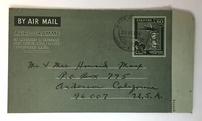 1966 Air Mail Aerogramme Letter From Pakistan to California USA - Image 1 of 4