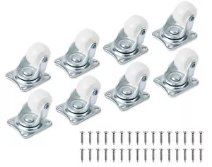 8 Pack 1" Low Profile Casters Wheels for Furniture, Small Swivel Caster with No - Picture 1 of 8