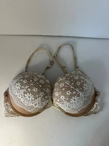 Damen Bombshell Victorias Secret Plunge 36C beige mit elfenbeinfarbener Spitze - Bild 1 von 3