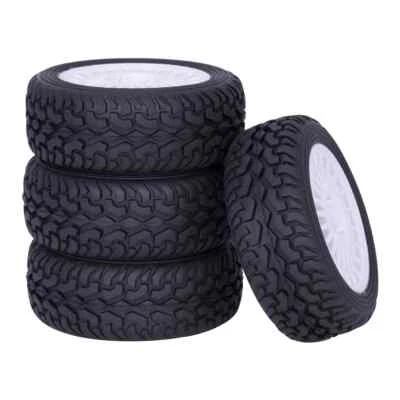 4Pcs 12mm Hex Rubber Rally Tires and Wheel Rims For RC 1:10 HSP HPI Off Road Car - Image 1 of 4