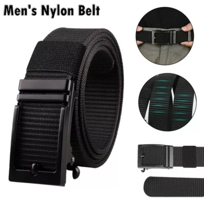 Cinturón táctico de nailon de 49,2" para hombre con hebilla deslizante automática cinturones de cintura de trinquete Foto 1 de 4