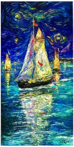 “Sailing Night” by Duaiv Limited Edition Giclee Canvas - Picture 1 of 2