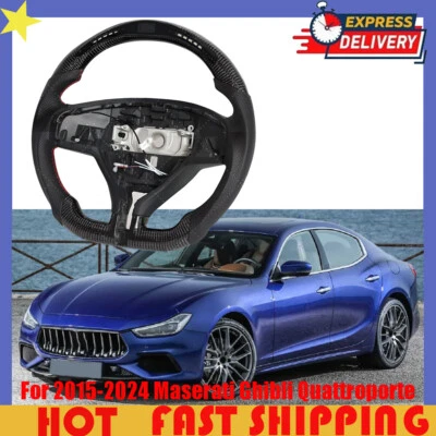 LED Steering Wheel For 2015-2024 Maserati Ghibli Quattroporte Carbon Fiber Foto 1 de 4