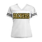 Packers Green Bay Glitter Jersey Ladies Shirt White Green Gold All Sizes