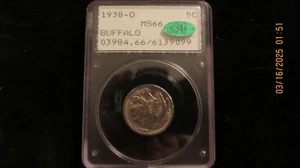 1938-D Buffalo Nickel PCGS MS-66 CAC "rattler" OGH - PQ+++ - Picture 1 of 4