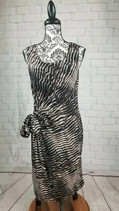 BCBGMaxazria women's sleeveless geometric print stretch knit dress side tie b16 - Picture 1 of 11