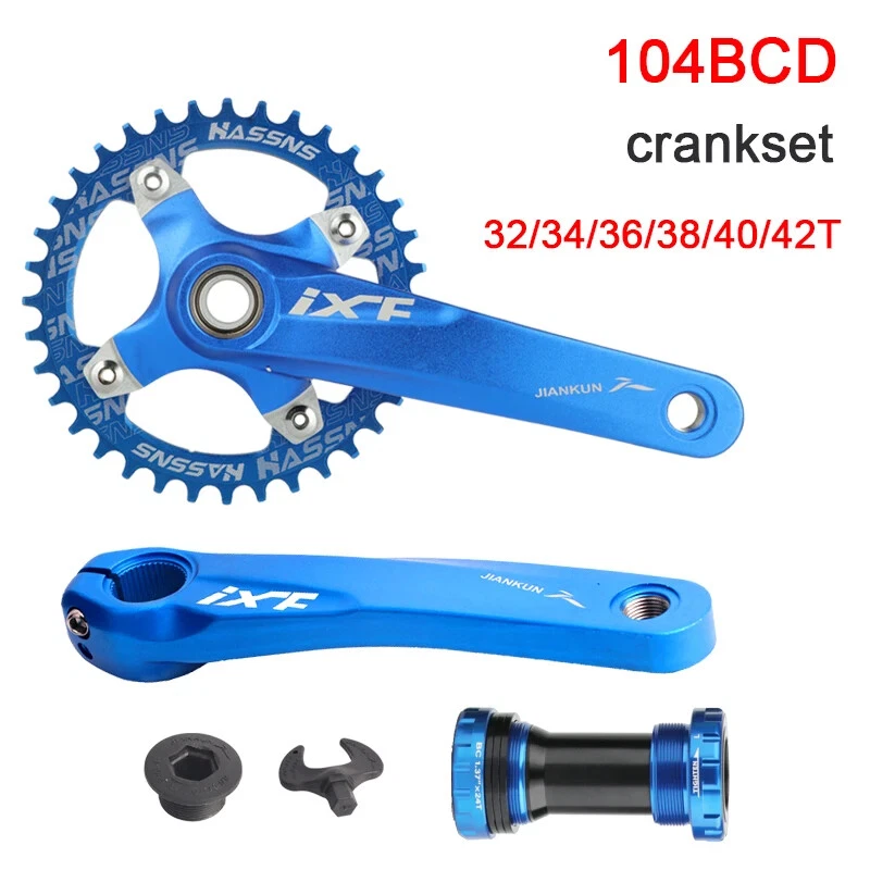 Brazo de biela de bicicleta de montaña 170 mm 104BCD 32/34/36/38/40/42T juego de bielas de plato Foto 1 de 4