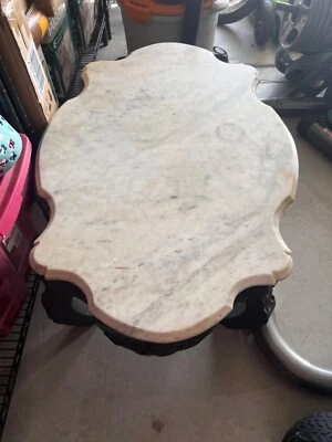 Vintage Marble-topped Turtle style table  - Image 1 of 4