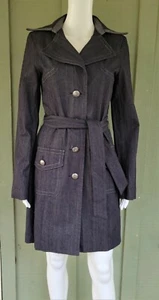 New OPTIONELLE Blue Denim Trench Coat 8 Cotton Blend - Picture 1 of 5