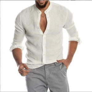 Men Stylish Dress Causal Shirts Slim Fit Luxury Casual Long Sleeve Blouse Top - Picture 1 of 6