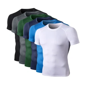 Men Compression Short-Sleeve Sports Running Shirt Tops Fitness Quick Dry T-shirt - Picture 1 of 18