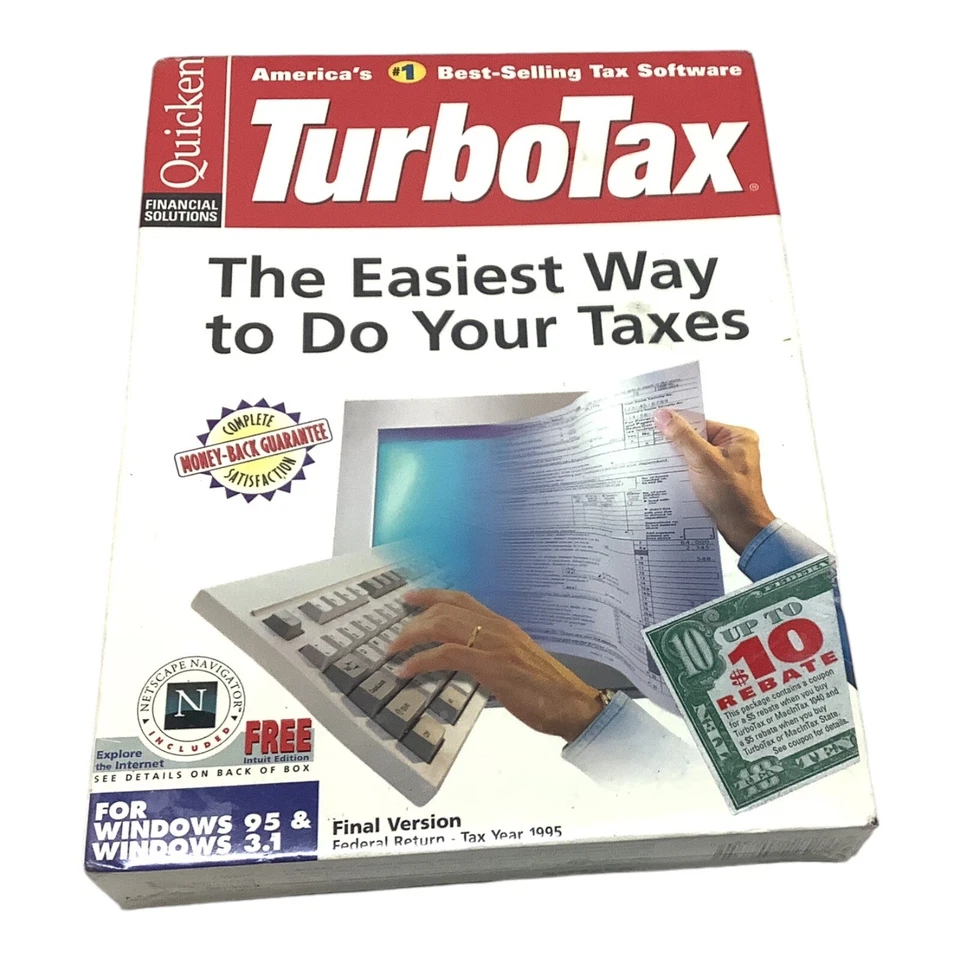 TurboTax 1995 Quicken for Windows 95/3.1 Vintage Tax Software Sealed Rare - Image 1 of 3