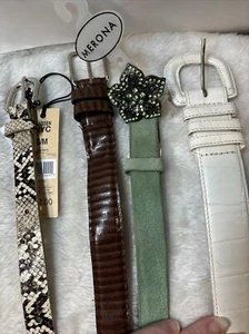 Lot of Four M-L size Assorted Belts Madden NY, Merona, Lejon 36-39”L 1-1/5”W ! - Picture 1 of 24