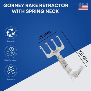 GORNEY RAKE Retractor With Spring Neck Plastic Surgery Surgical Instruments - Picture 1 of 3