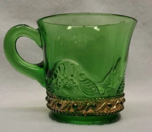 VINTAGE GREEN EAPG GLASS GOLD TRIM 1897 - Picture 1 of 9