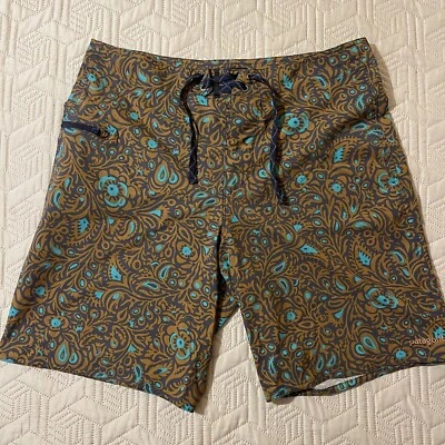 Mens Size 33 Patagonia Floral Unlined Swim Trunks Shorts With Drawstring - Image 1 of 4