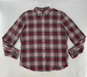 J.Crew Men’s Broken-In Organic Cotton Red Plaid Big Oxford Classic Shirt Size L - Picture 1 of 9
