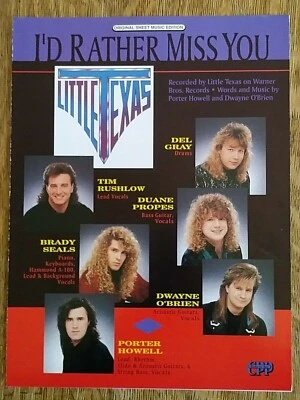 1992 I’d Rather Miss You Little Texas Photo Cover Piano Vocal Guitar NOS  - Image 1 of 4