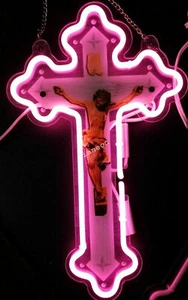 New Crucifix Jesus Saves Cross Acrylic Lamp Neon Light Sign 14"x5" Decor - Picture 1 of 1