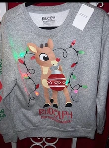Rudolf das rotnasige Rentier Weihnachten Urlaub Pullover Gr. XS beleuchtet - Bild 1 von 5