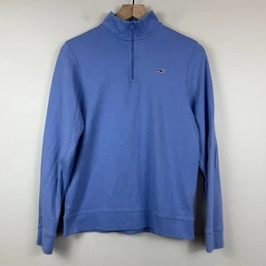Vineyard Vines Youth Boy 1/4 Zip Cotton Pullover XL Light Blue Whale Logo Preppy - Picture 1 of 7