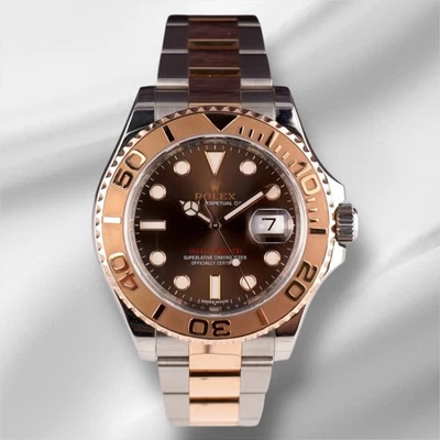 Rolex Yacht-Master 40mm Oyster 18k Rose Gold & Steel Watch Chocolate Dial 116621 - Image 1 of 4