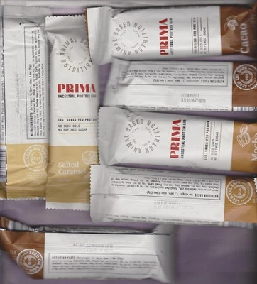 PRIMA ANCESTRAL, Barritas de Proteína Alimentadas con Pasto, Variedad Paquete de 7 – Proteína de Base Animal Foto 1 de 4