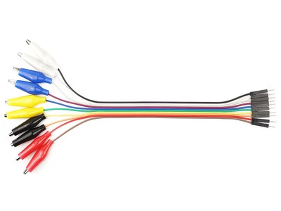 BERRYBASE 10pin Jumper / Dupont Kabel Male - Krokodilklemme trennbar 20cm für Pi, Arduino