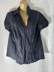 Womens M&S Marks&spencer Plus Size Uk 20 Black Fitted Stretch Blouse Shirt Top - Picture 1 of 7