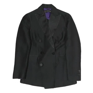 DSQUARED2 Womens Black Satin Lapel Double Breasted Jacket M Polyester Button - Picture 1 of 6