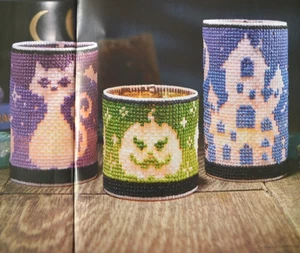 Cross Stitch Chart Only - Halloween Lantern Decorative Wraps Cat Pumpkin House - Picture 1 of 1
