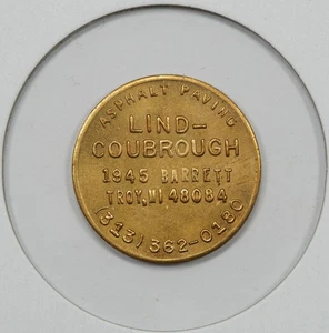 1976 Lind-Coubrough Asphalt Pflaster Troja Michigan Werbemedaille #2 - Bild 1 von 2