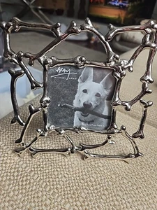 Michael Aram Silver Dog Bone Picture Frame For 3x3 Photo 6” Square - Picture 1 of 4