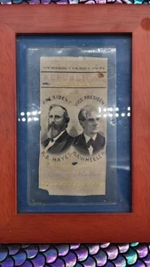 Original 1876 Rutherford B Hayes William Wheeler Campaign Ribbon Silk In Frame - Picture 1 of 8