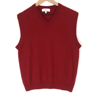 TURNBURY 100% extra feine Merinowolle Pullover Weste Herren Gr. L rot Preppy V-Ausschnitt - Bild 1 von 10