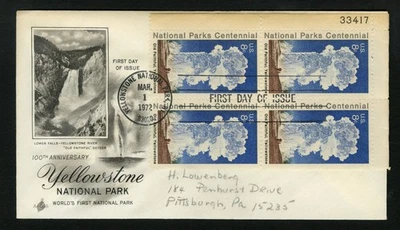 1972 FDC sc 1453 Old Faithful / Yellowstone First Day Cover Washington, D.C. 1 - Image 1 of 2