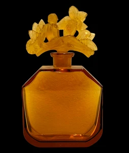 Antigua botella de perfume Art Deco Hoffman ámbar checo bohemio vidrio Ingrid desnudo - Imagen 1 de 14