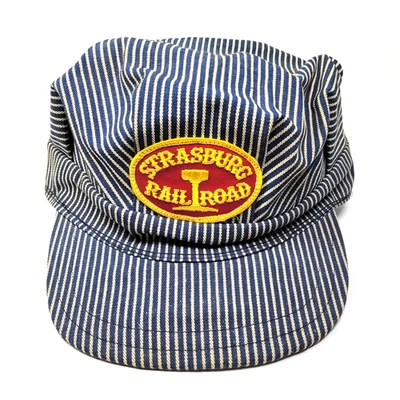 Vintage USA Pennsylvania Strasburg Railroad Engineer Denim Hat Train 7 1/4 - Image 1 of 4
