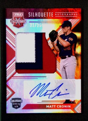 2018 Panini Elite Extra Future Threads Matt Cronin Patch Auto Red /25 Nationals  - Image 1 of 3