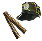 ARMY HAT, ARMY FAKE BULLETS UNISEX ARMY CAMOUFLAGE CAMO COSTUME FANCY DRESS PART