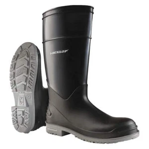 DUNLOP 896801033 Rubber Boot,Men's,10,Knee,Black,PR 8ZCY1 - Picture 1 of 2