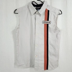Harley Davidson Vest Sleeveless Cotton Shirt Button Up Youth SZ 8-10 Motorcycle - Picture 1 of 13