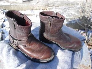 HARLEY DAVIDSON Biker Boots Men's, Brown 6” both side Zipper 93495 Size 10 - Picture 1 of 12