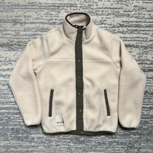 Peter Jensen White/Olive Fleece Jacket Snap Size Small? - Picture 1 of 4
