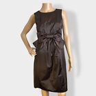 Orla Kiely Brown Sleeveless Bow Dress Pleated Lined Size Xs